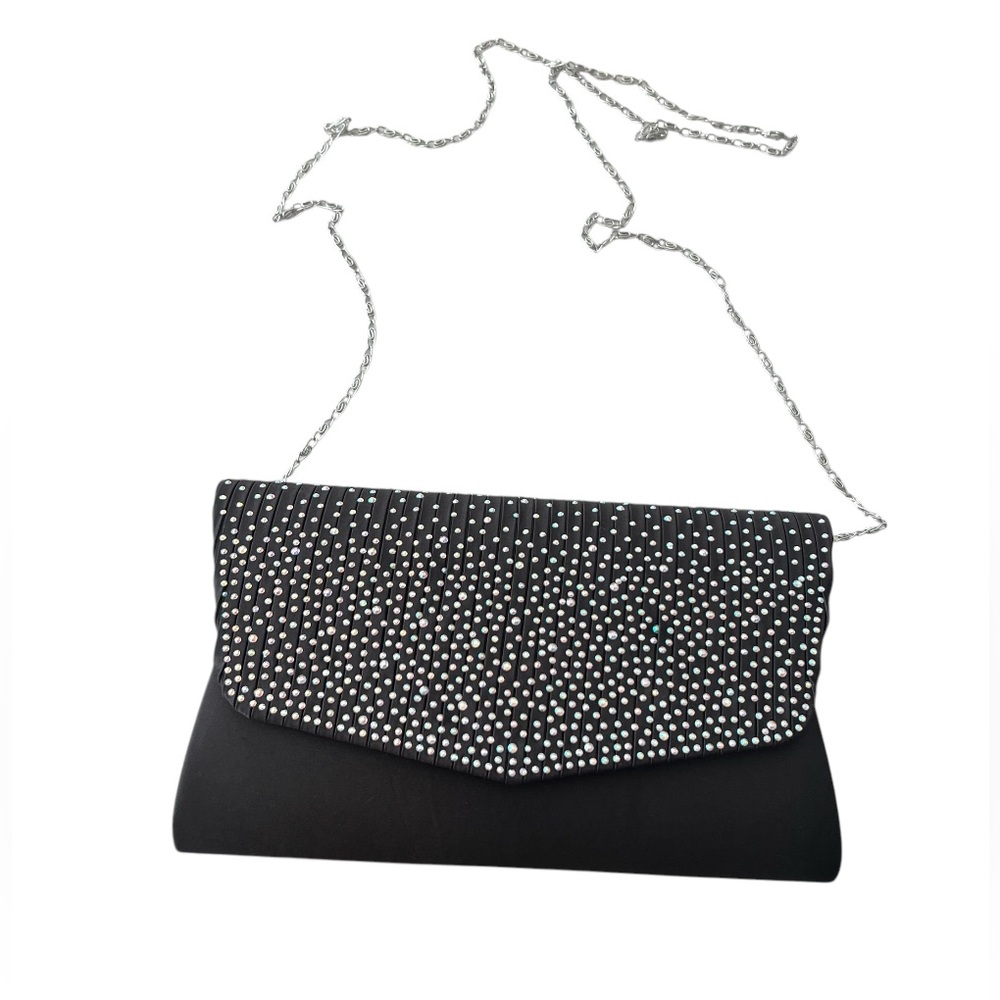 Kendall & James Satin Rhinestone Clutch Chain Bag